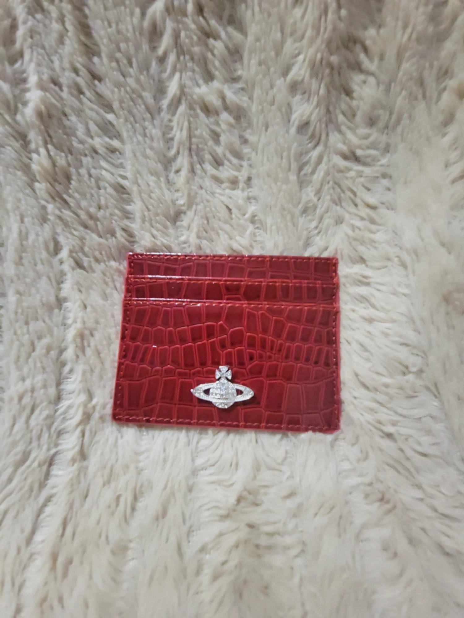Porte-cartes Vivienne Westwood rouge effet crocodile