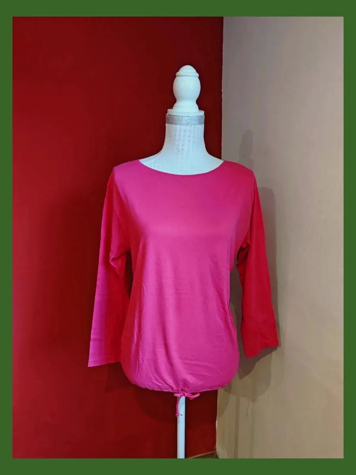 🌺 Camiseta fucsia de algodón con espalda de blonda – Venca – taille XL / 42 / 14 2