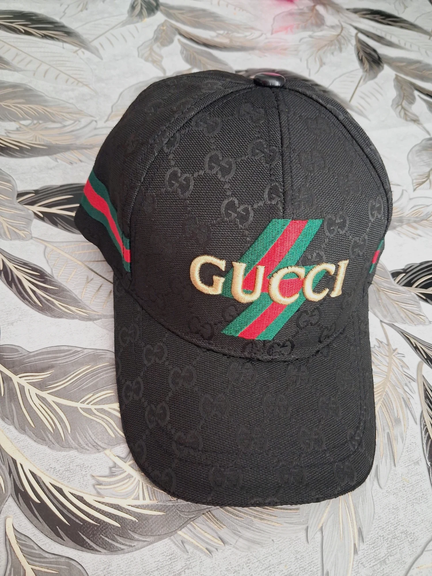 Casquette noire imprimé GG monogramme