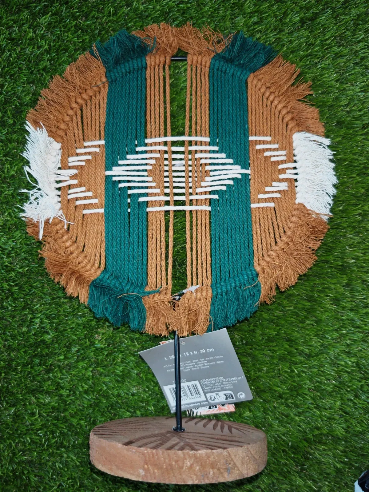 Décoration macramé Atmosphera "Alicante" sur socle en bois – Neuve – Atmosphera 2