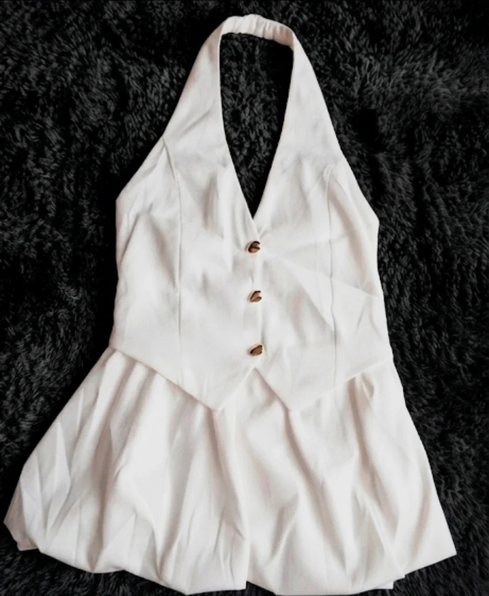 White Vest Dress - Zara - Size L – Zara – taille L / 40 / 12