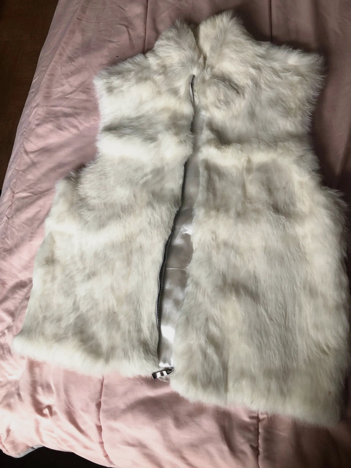 Gilet sans manches en fausse fourrure beige / écru – Veste sans manches douillette – taille M / 38 / 10