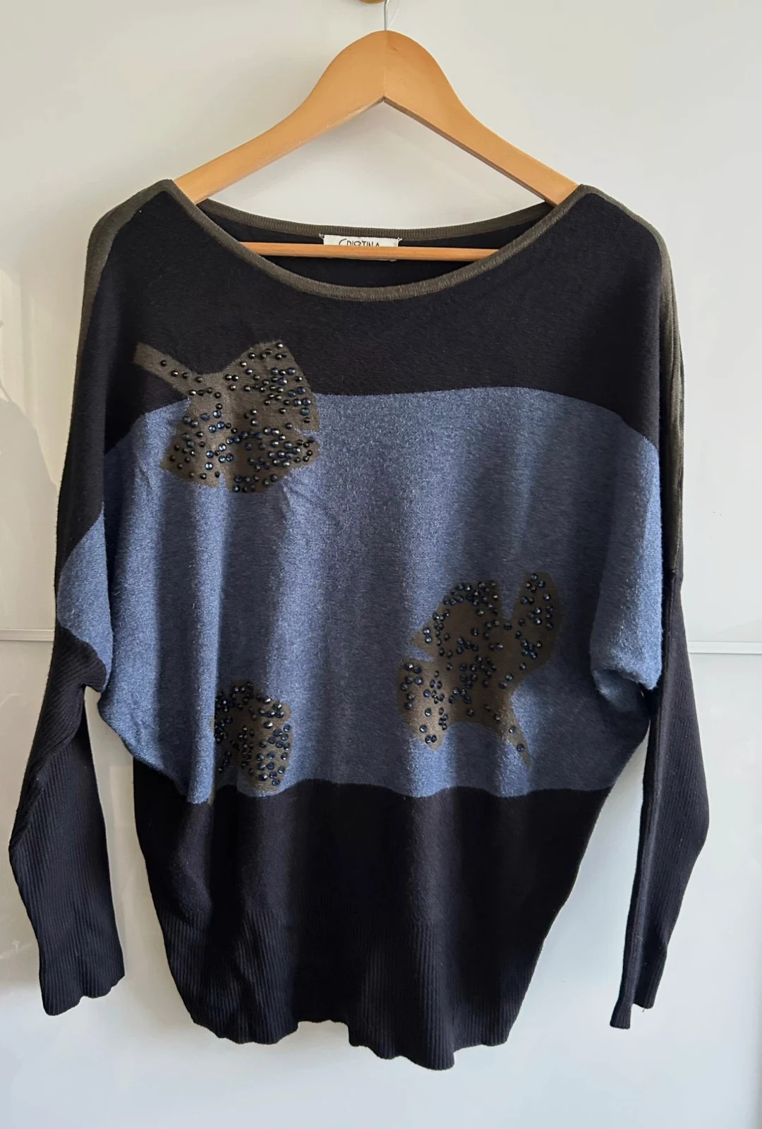 Pull vintage chauve-souris oversize T Unique années 80 90 – Cristina Paris – taille Taille unique
