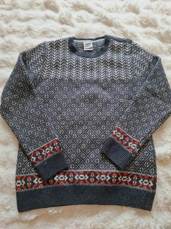 Pull-over Oxbow Gris & Orange Motifs Norvégiens T.L