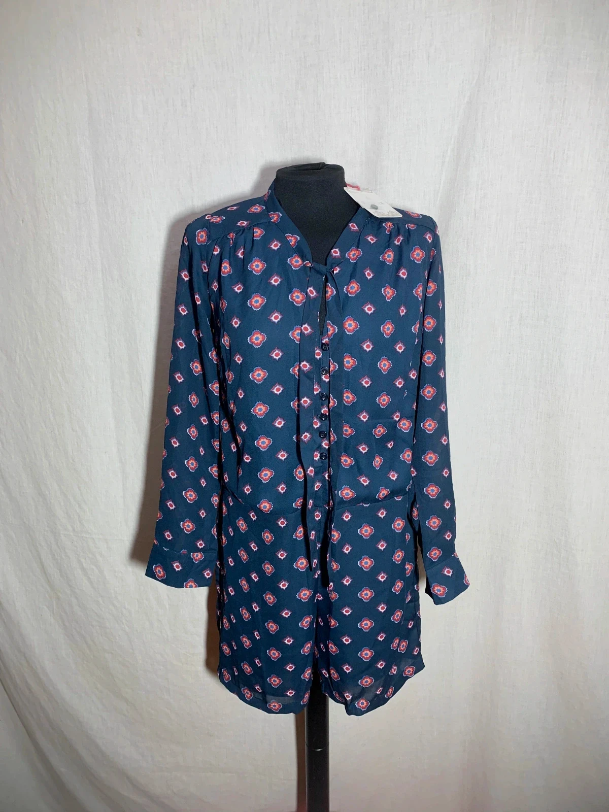 Mono Azul Estampado de Manga Larga | Blue Printed Long Sleeve Playsuit | Riverside
