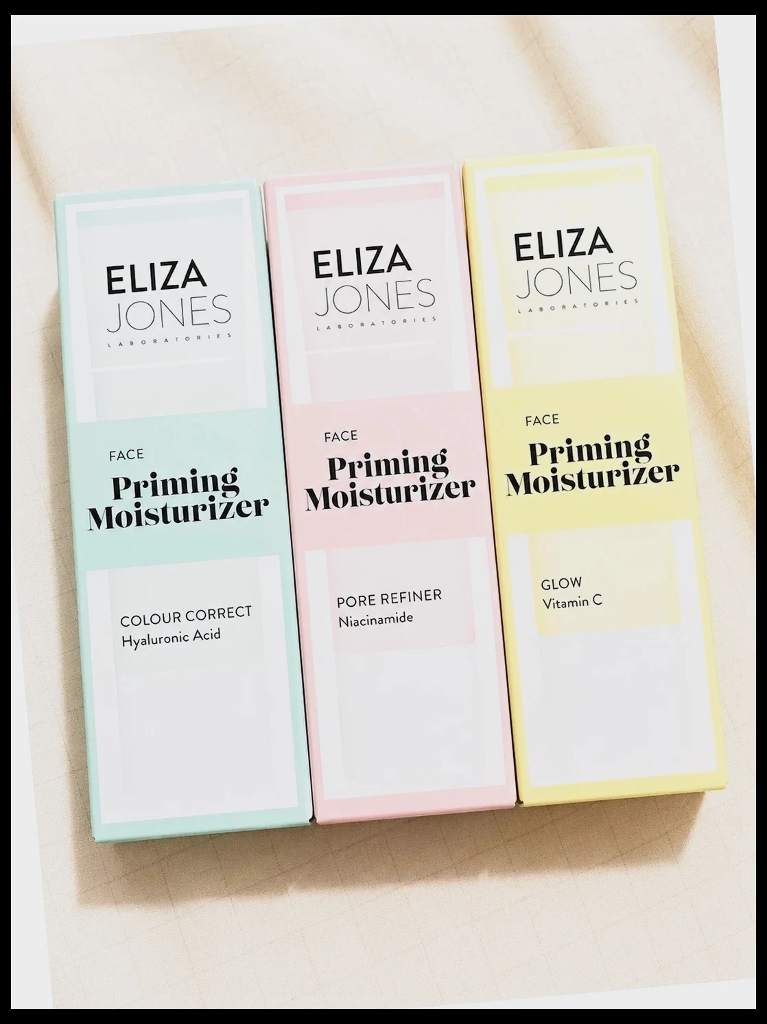 Soins Eliza Jones lot de 3 – Vitamine C, Niacinamide & Acide Hyaluronique – Priming Moisturizer