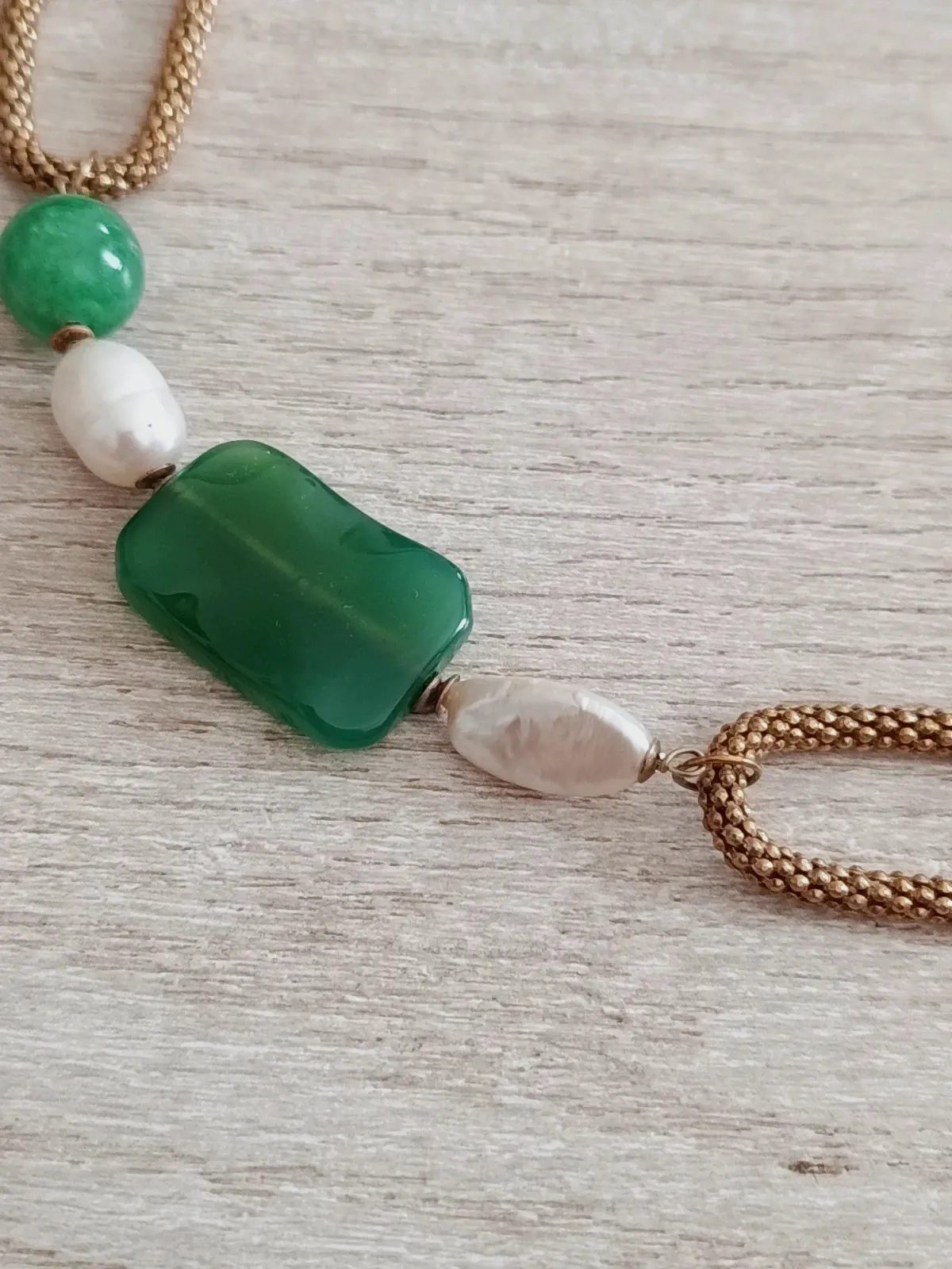 Collar de Alta Joyería M&G –Plata de Ley 925 con Baño de Oro, Ágatas y Perlas🔥🔥 – M&G 5