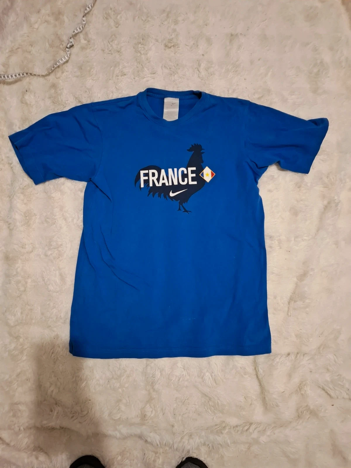 T-shirt vintage Nike Équipe de France - Bleu - Coq rétro et Swoosh - Taille M