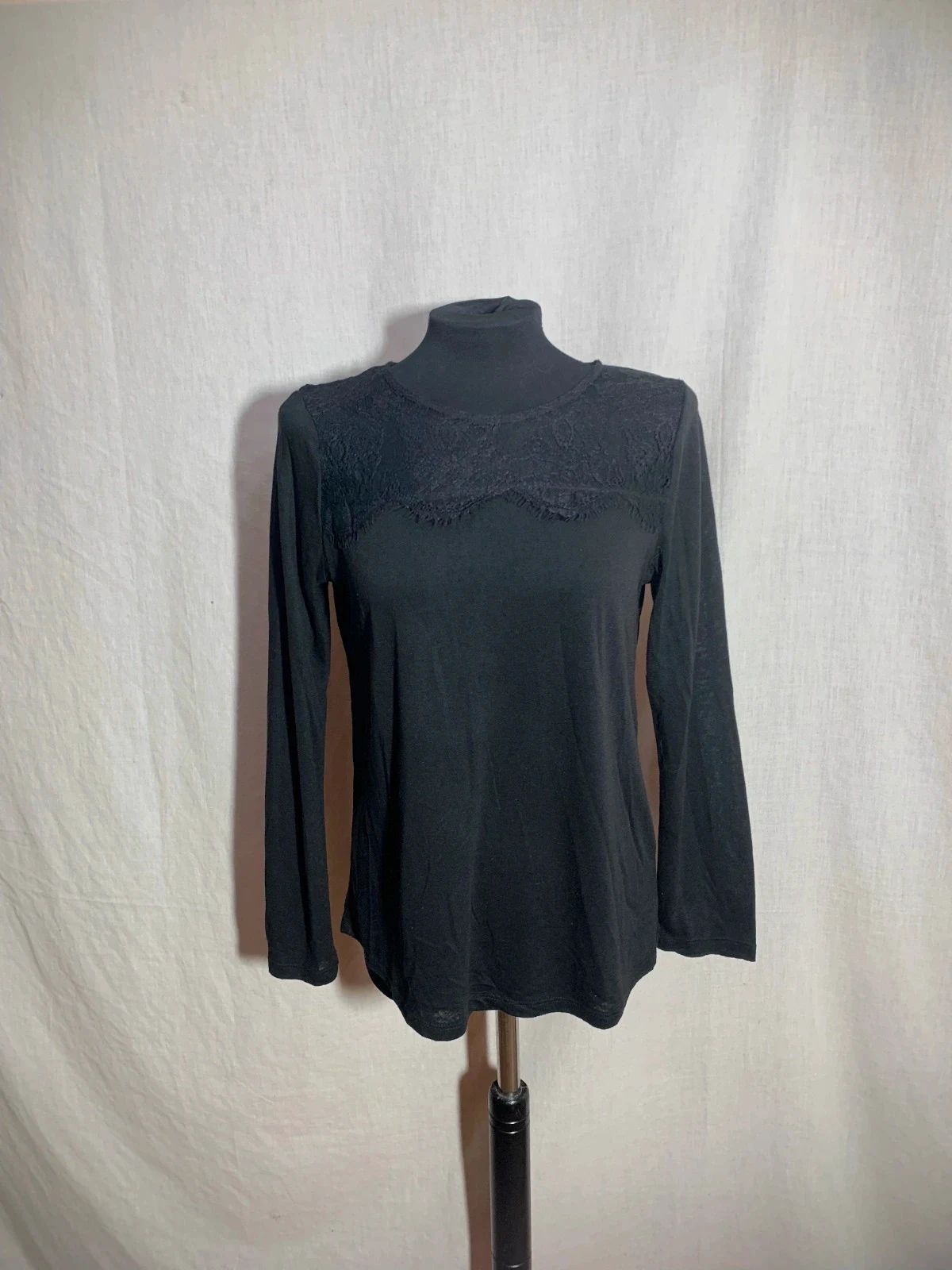 Blusa Negra de Manga Larga | Black Long Sleeve Blouse | Springfield – Springfield – taille M / 38 / 10