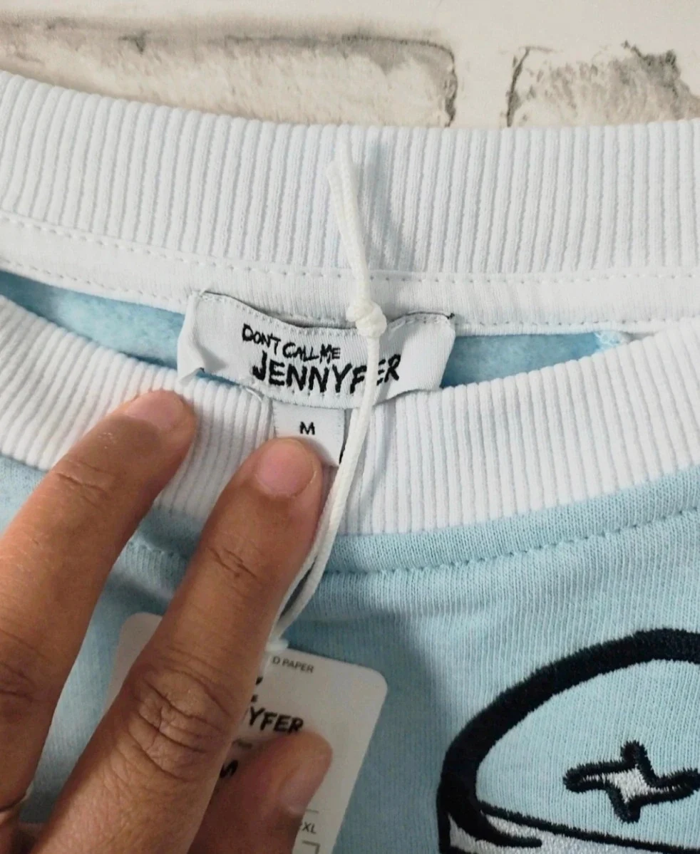 Pull court Ciel et blanc M