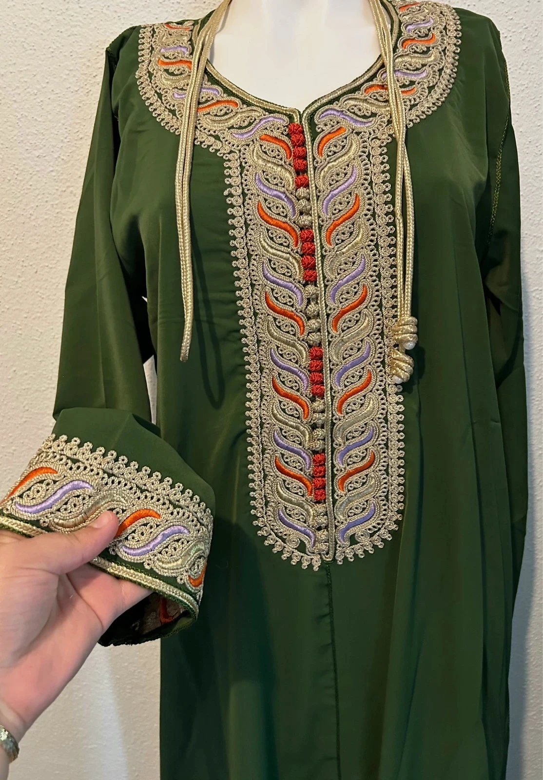Caftan crêpe de soie avec ceinture L/XL