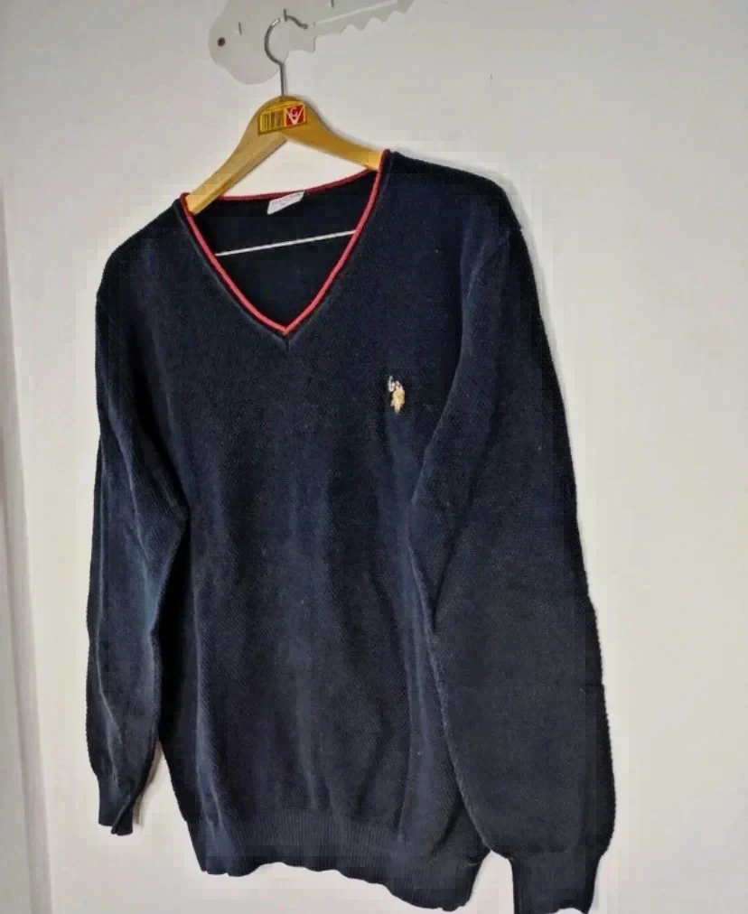 Pull Polo Ralph Lauren col V marine