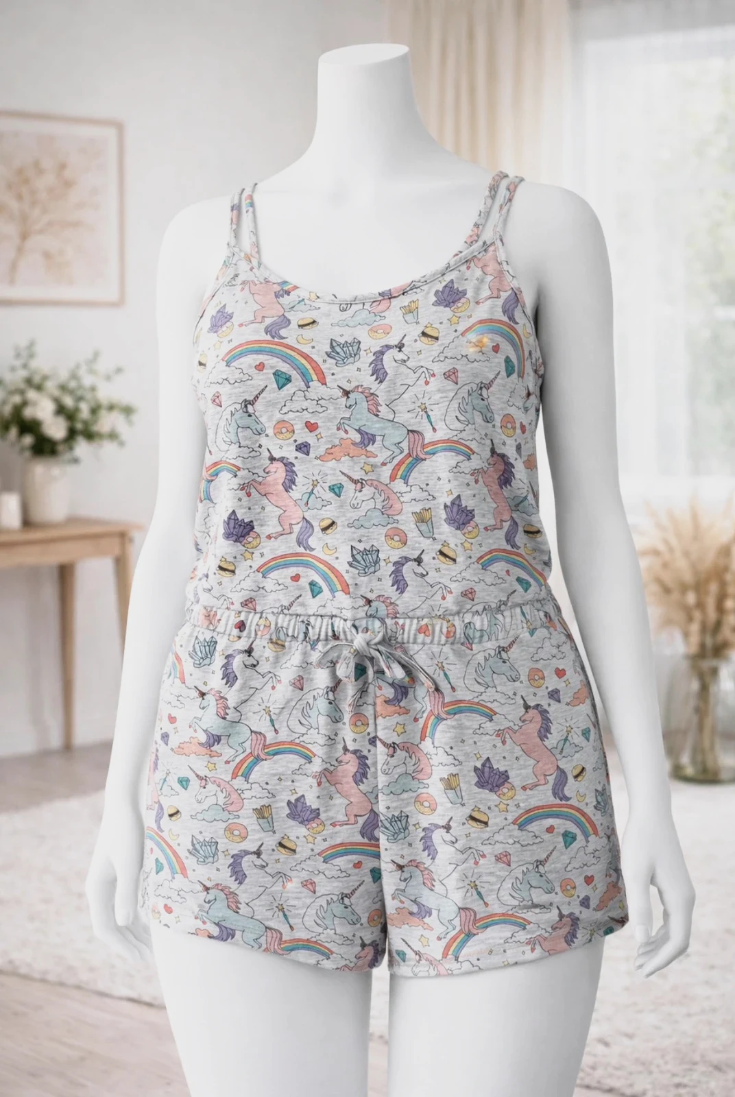 Combishort / Pyjama licornes pastel