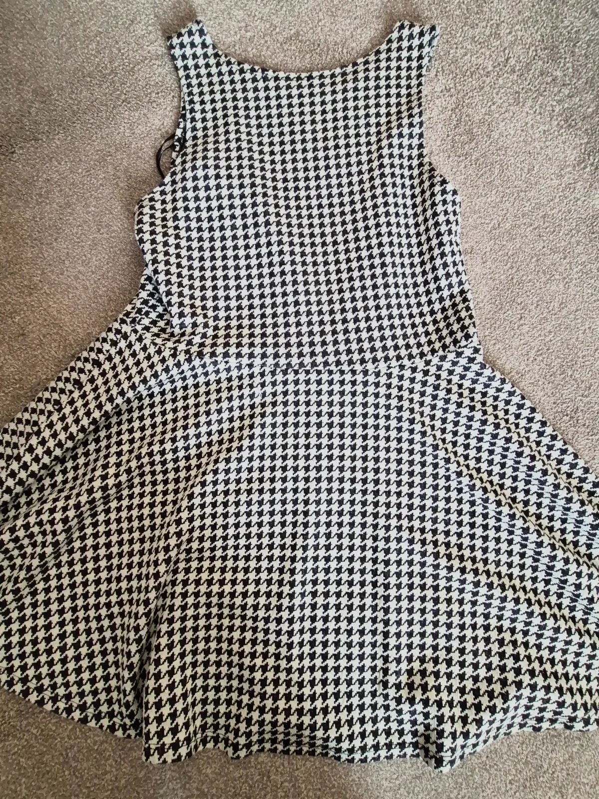Houndstooth Checkered Fit and Flare Dress