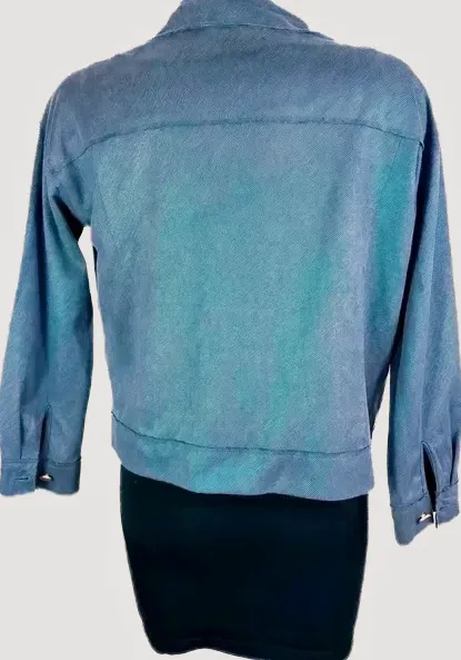 Veste courte bleue effet velours – bon – bleu 3