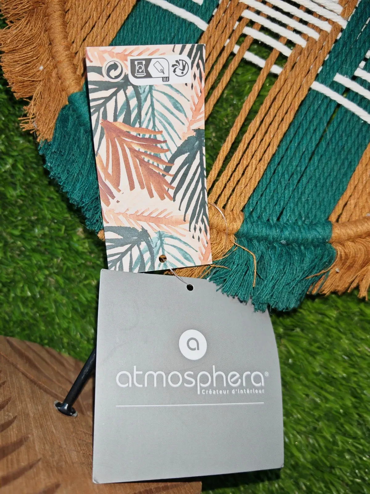 Décoration macramé Atmosphera "Alicante" sur socle en bois – Neuve – Atmosphera 3