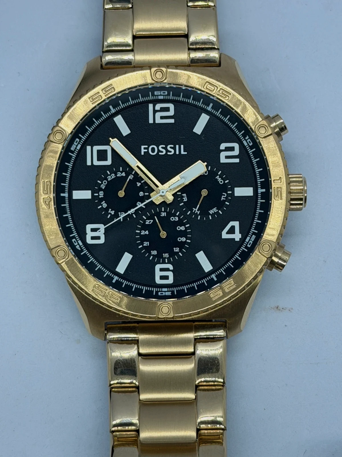 Superbe Montre Homme Fossil Dorée / Cadran Noir (Réf. BQ2824) Très Bon État