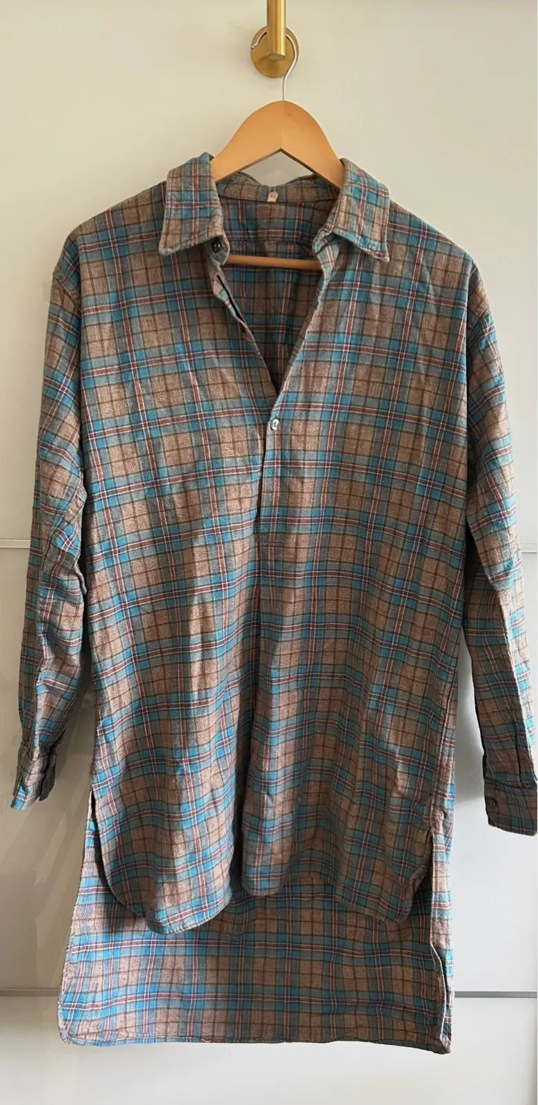Tunique chemise longue T40 100% coton carreaux oversize vintage – boutique indépendante – taille L / 40 / 12 2