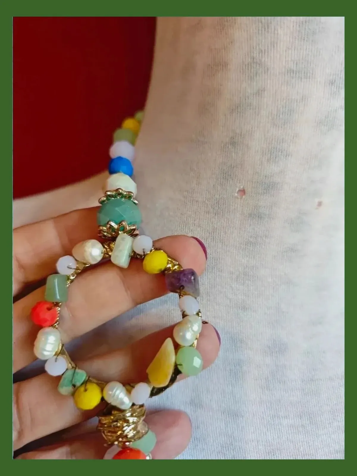 🌺 Precioso conjunto de collar y pulsera con abalorios multicolor – Vintage Dressing 3