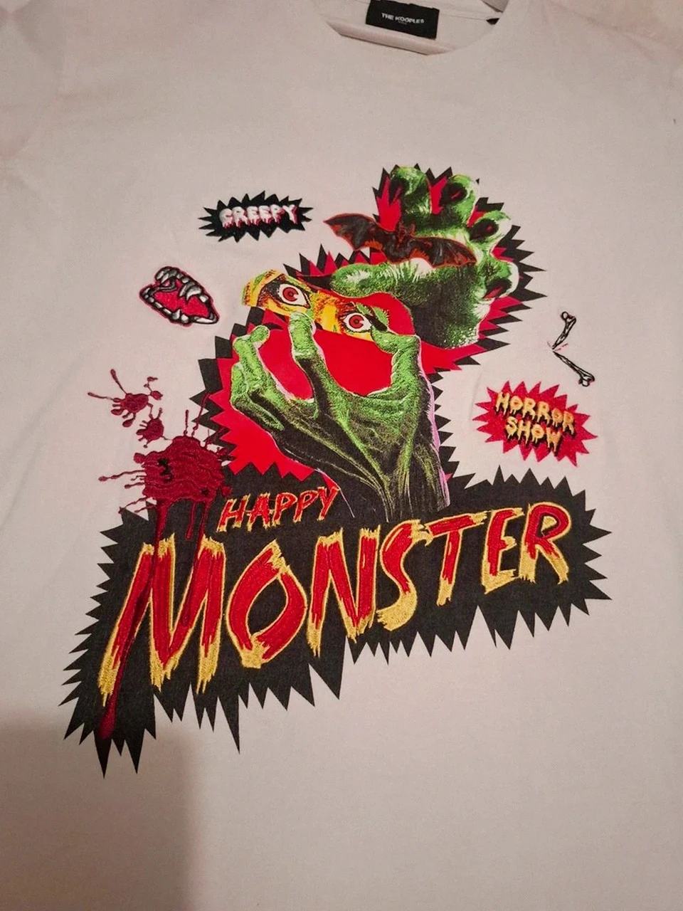 T-shirt Graphique Imprimé The Kooples - Blanc - Motif "Happy Monster" - Taille L
