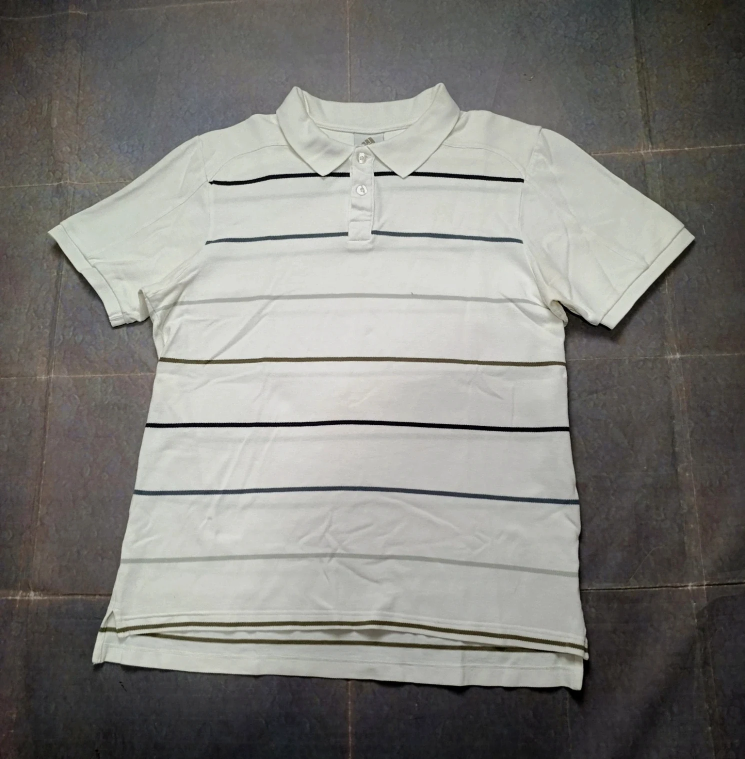 Vintage Adidas Striped Polo Shirt White Size L - Retro Golf Y2K – adidas – taille L