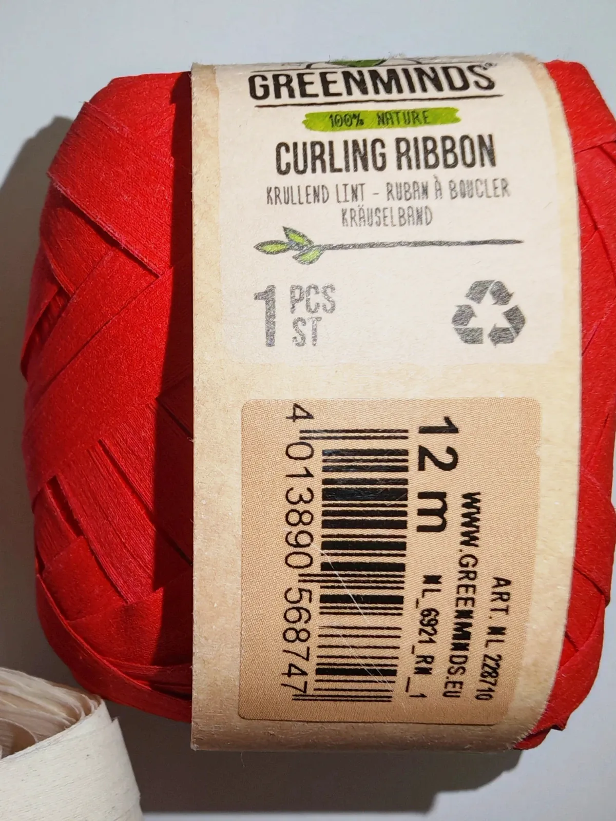 Lot de 5 rubans à boucler Greenminds 12 m – Rouge, rose et crème – Neufs – greenminos 2