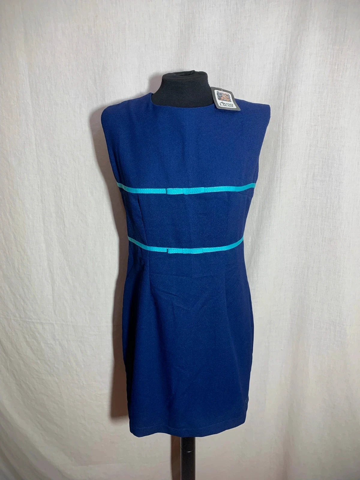 Vestido Azul Sin Mangas con Detalles Turquesa | Blue Sleeveless Dress | Akino Laude