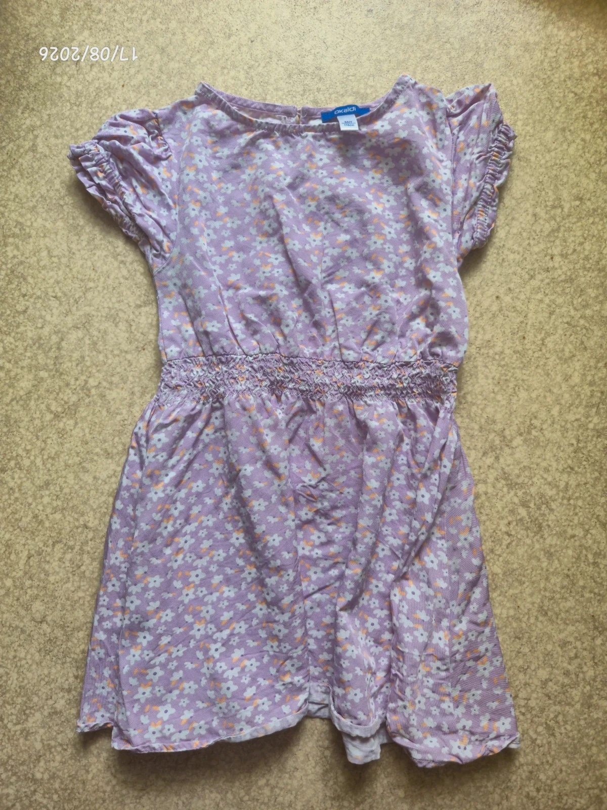 Robe violette fleurie okaidi 6 ans