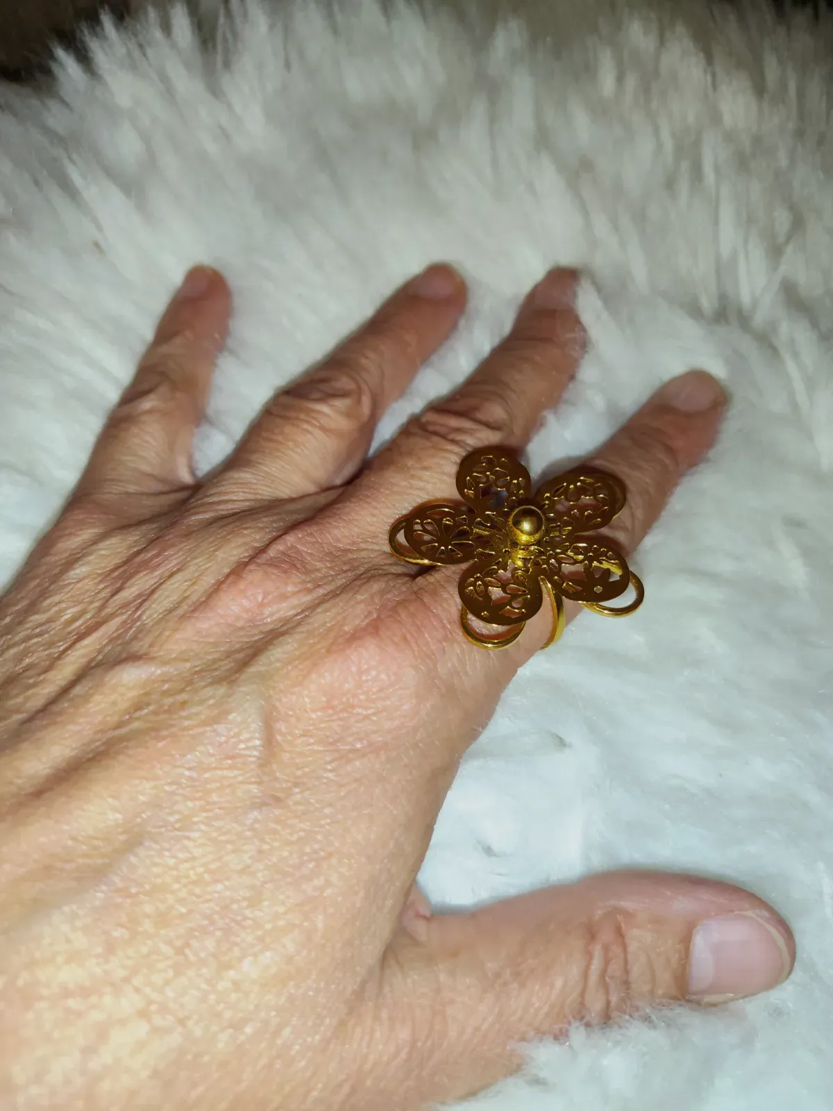 Bague fleur filigranée dorée ajustable – Éclat paris – taille S 5