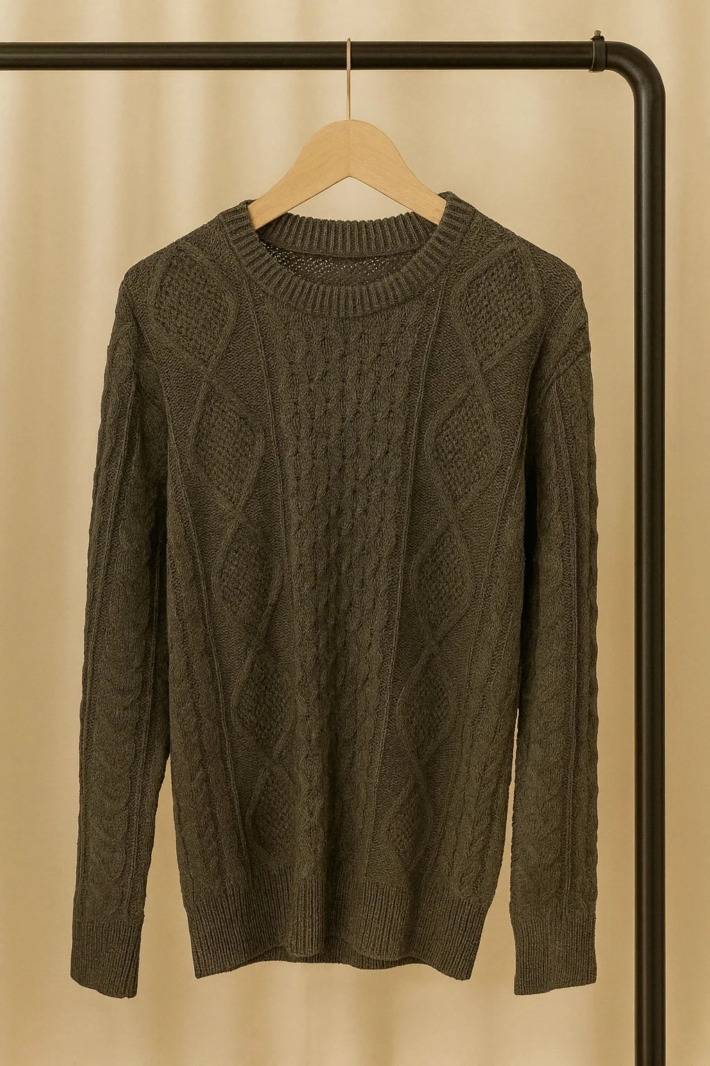 Pull torsadé gris anthracite – Taille M – Chaud & cosy