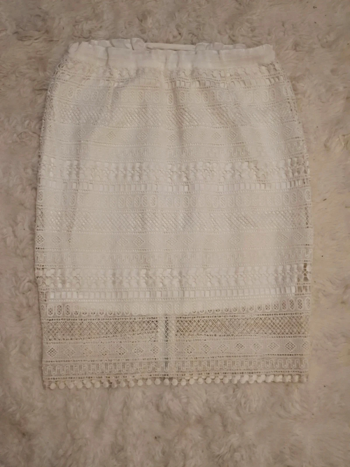 Jupe droite en dentelle Morgan - Blanc - Fermeture éclair apparente - Taille 38