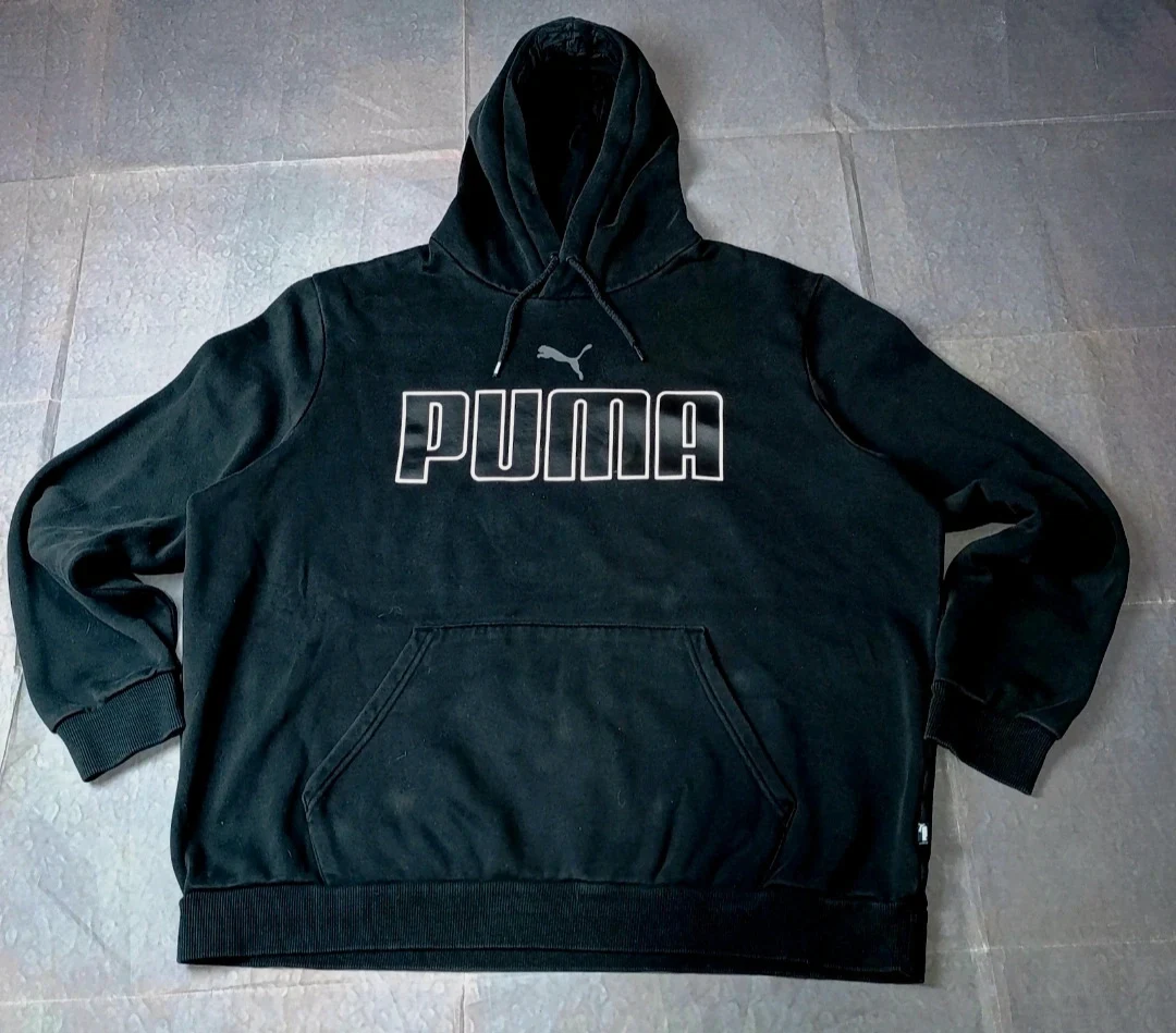 Puma Black Big Logo Outline Hoodie Sweatshirt Size XL oversized streettwear sportwear – Puma – taille XL