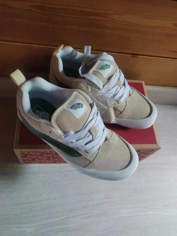 Vans Knu Skool beige et verte – Vans – beige et vert – taille 38 3