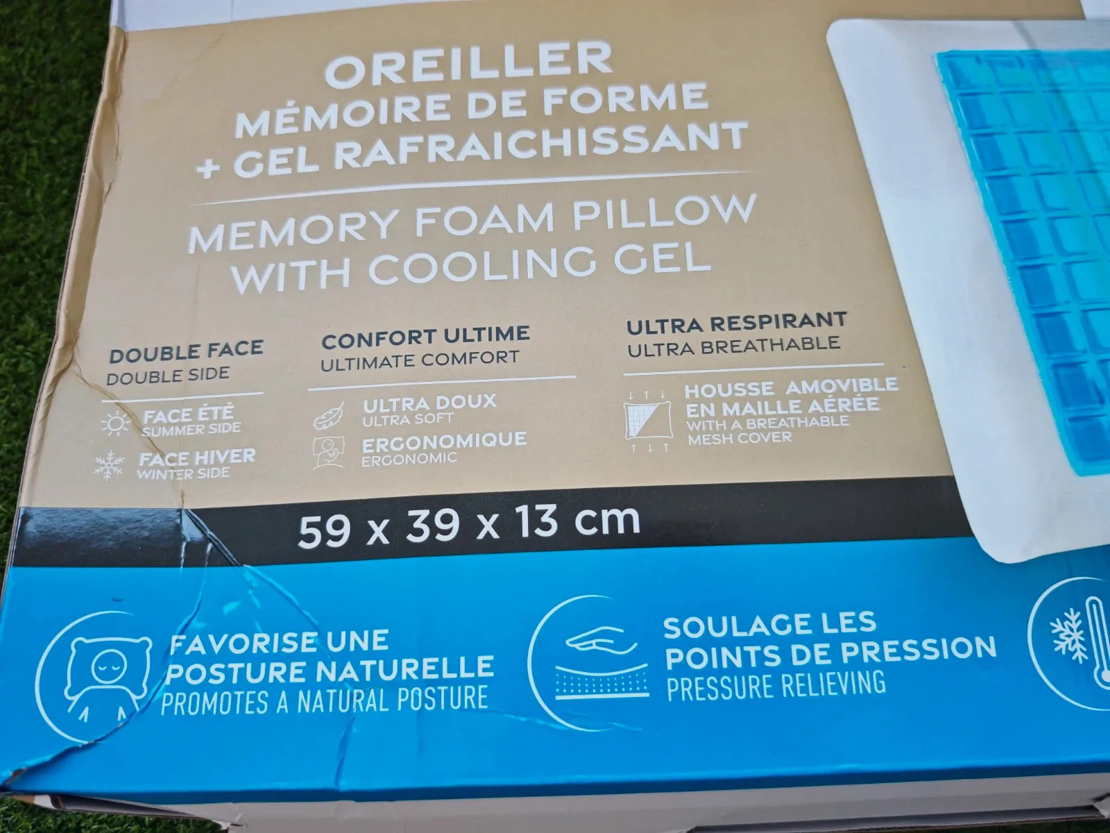 Oreiller mémoire de forme Georges Rech Home 59x39 cm – Gel rafraîchissant – Neuf – Georges Rech – taille Taille unique 5