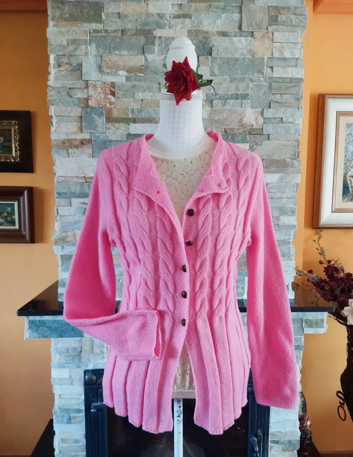 🔥Bonita chaqueta de punto rosa entallada – taille M / 38 / 10