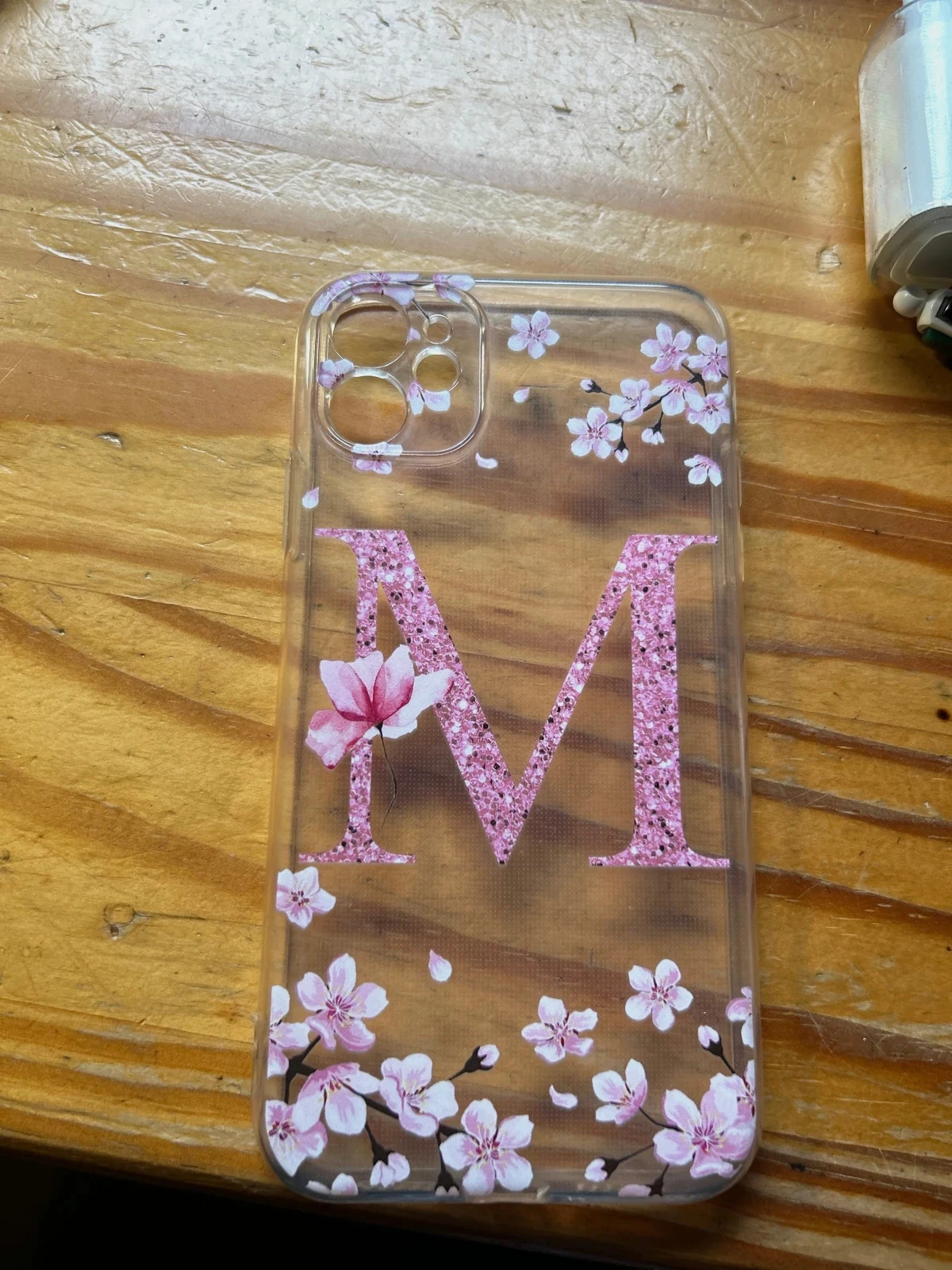 Coque iPhone 11 initial M fleur de cerisiers