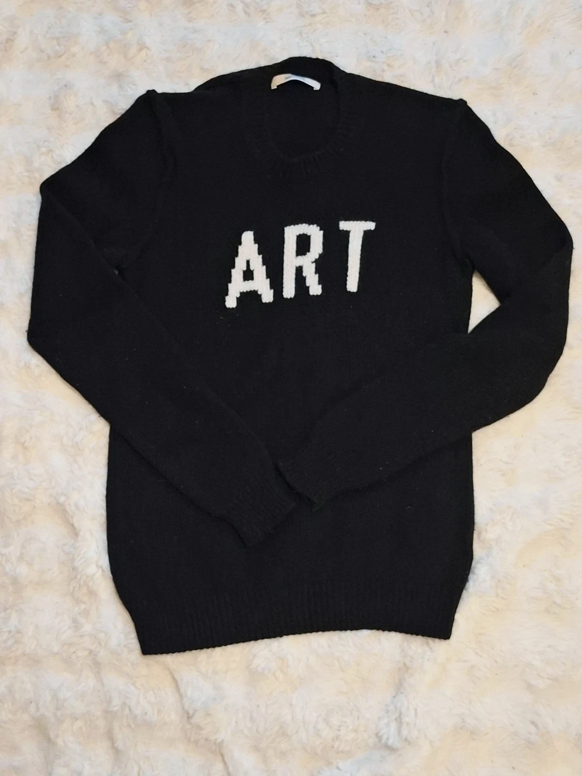 Pull en maille Zadig & Voltaire - Noir - Motif "ART" blanc - 100% Laine Mérinos RWS - Taille M