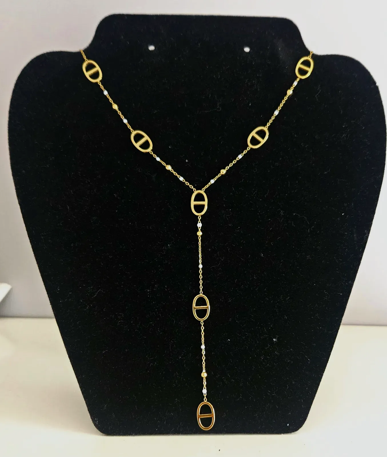Collier Y tendance acier inoxydable  – Tendance – doré 3