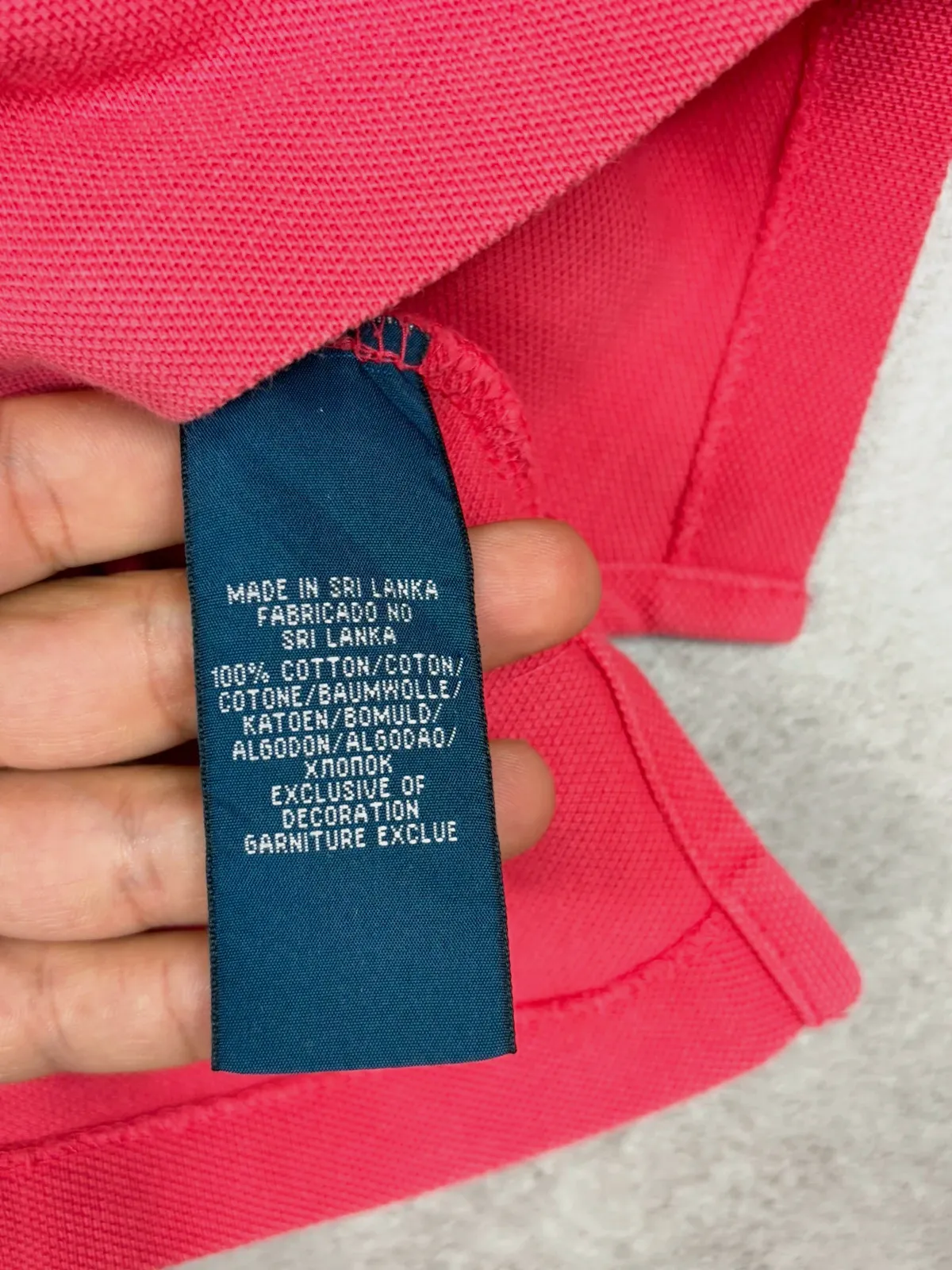 Ralph Lauren femme polo Skinny taille M slim fit rose fuchsia logo bleu coton – Ralph Lauren – taille M / 38 / 10 5