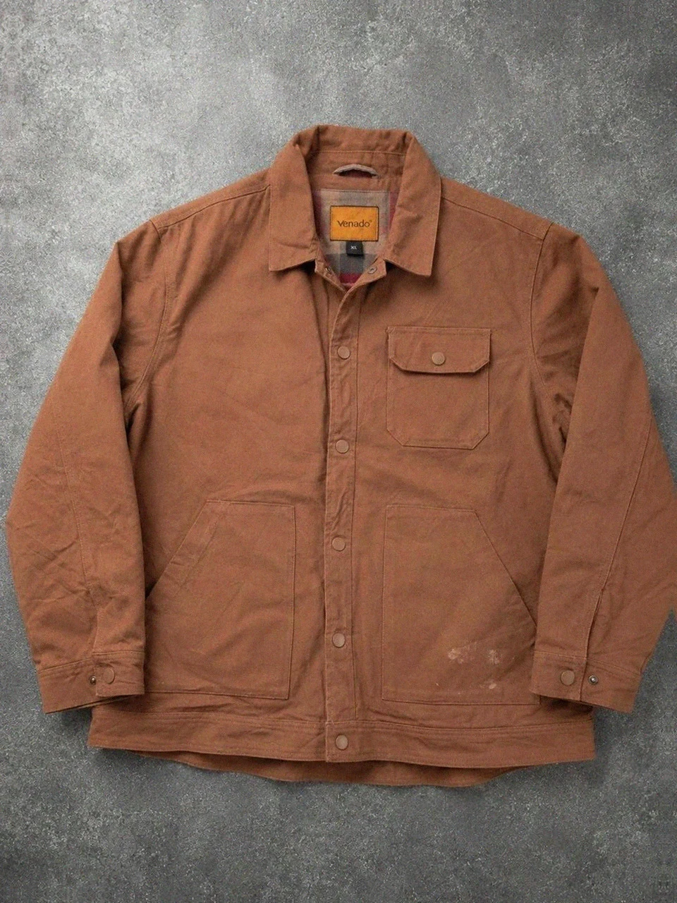 Veste workwear Venado canvas marron Xl chore jacket utility hunting doublée tartan