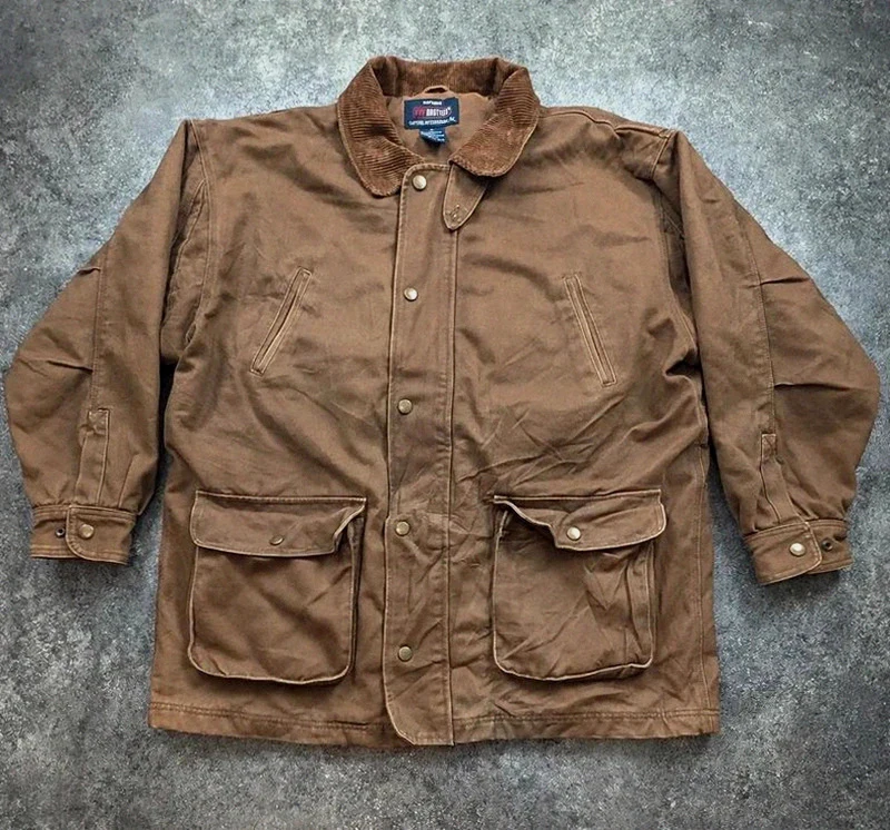 Five Brother Field Jacket Chore Coat Workwear 2XL marron col velours doublée vintage – WORKWEAR – taille XXL