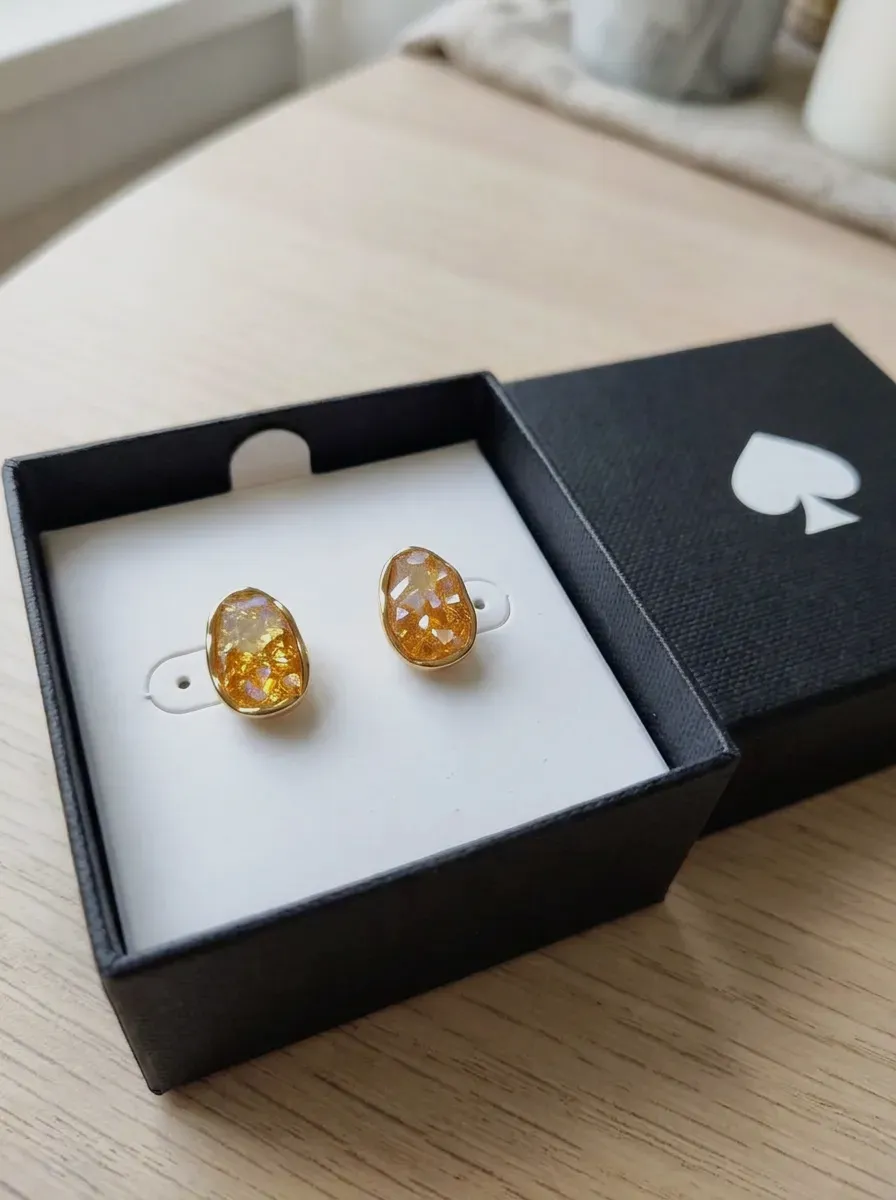 Boucles d'oreilles Kate Spade dorées cristal ambré – kate spade – Doré ambré – taille Taille unique 2