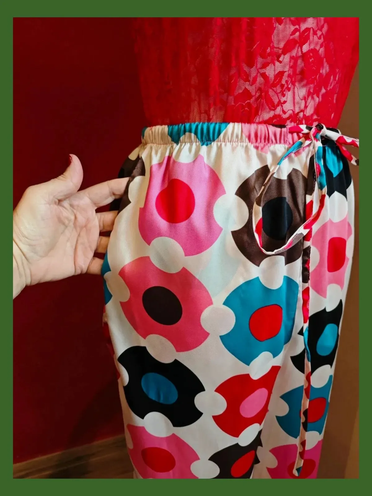🌺Pantalón ancho de raso estampado con flores multicolor, talla S – Sfera Collection – taille M / 38 / 10 3