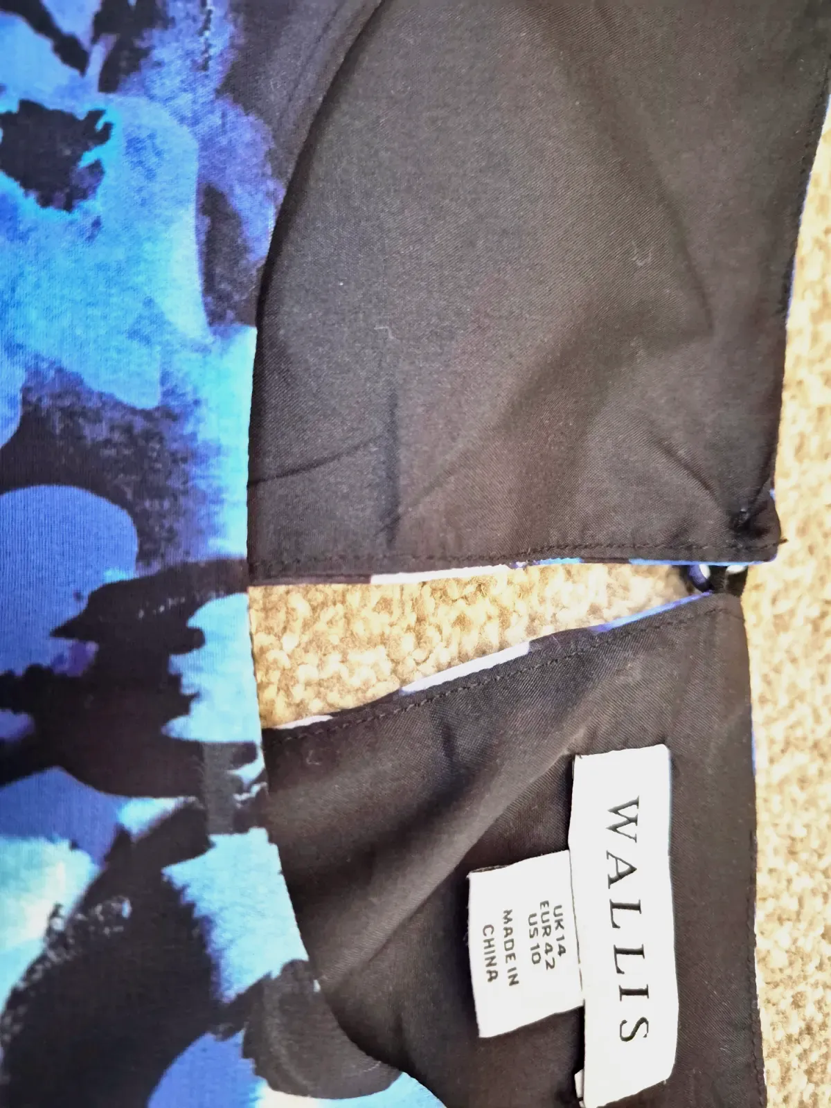 Floral Blue Black Short Sleeve Dress – Wallis – bleu, noir et blanc – taille L 2