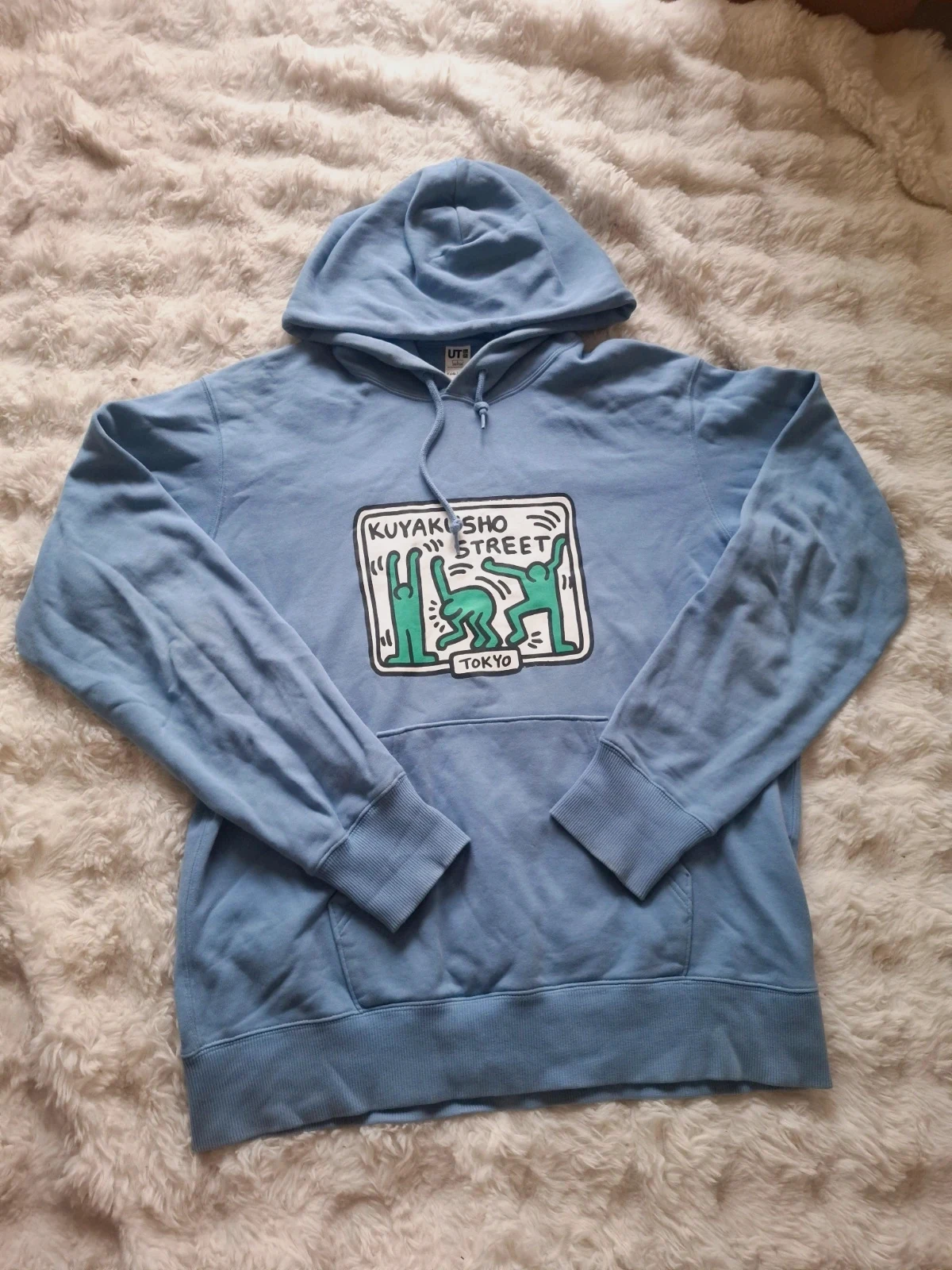 Sweat à capuche bleu ciel Uniqlo UT x Keith Haring Tokyo taille L