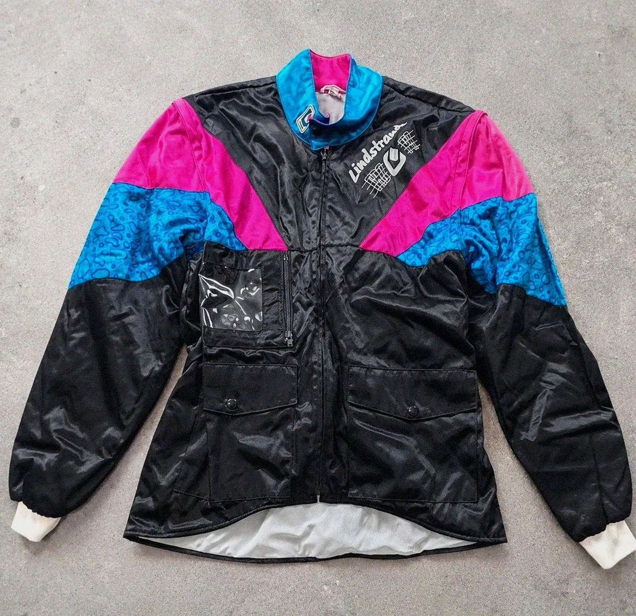 Lindstrands veste technique vintage Made in Finland 80s 90s Crazy Colorblock T50 moto