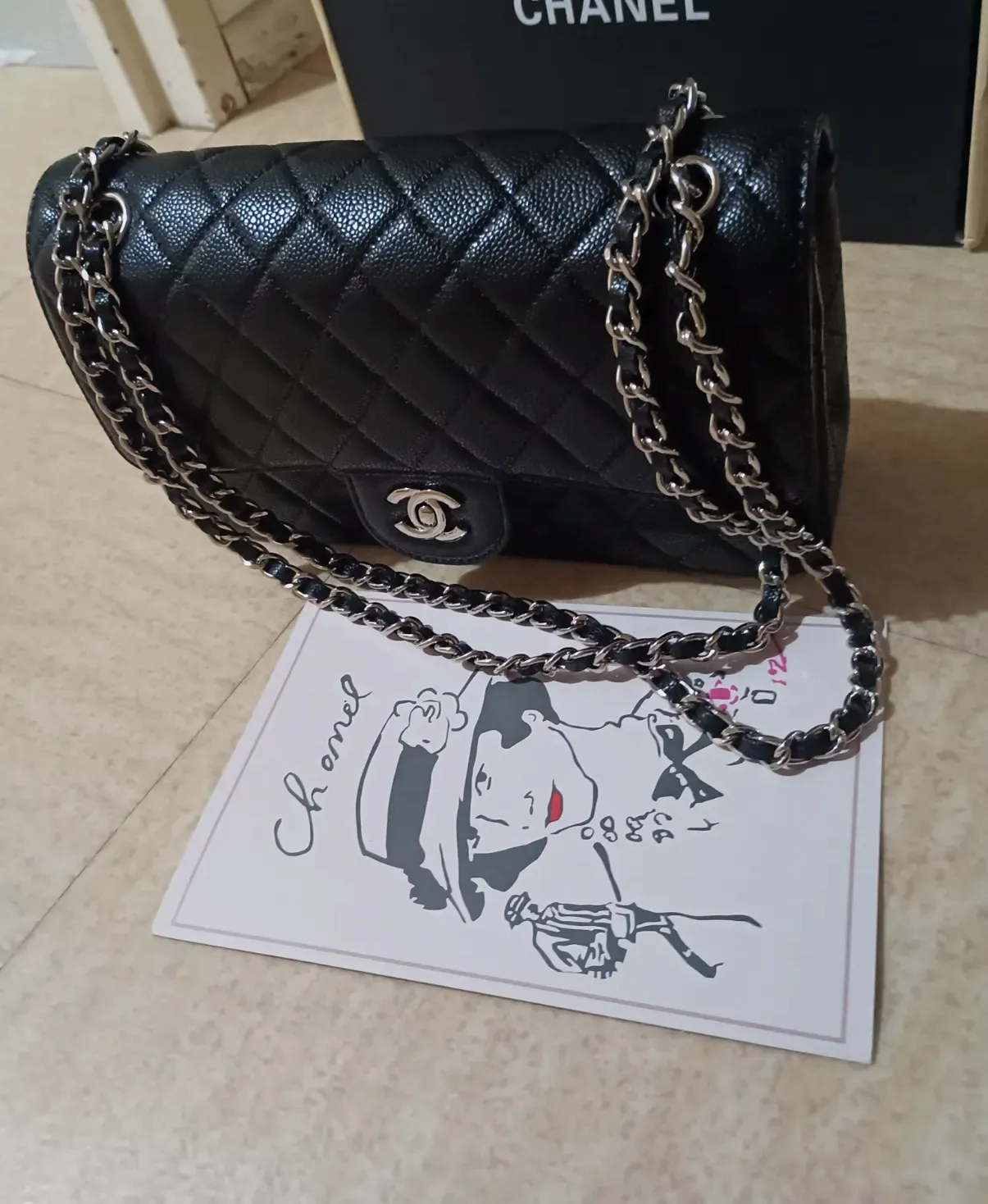 Chanel Flap Bag caviar matelassé noir – Chanel – noir – taille Taille unique 3