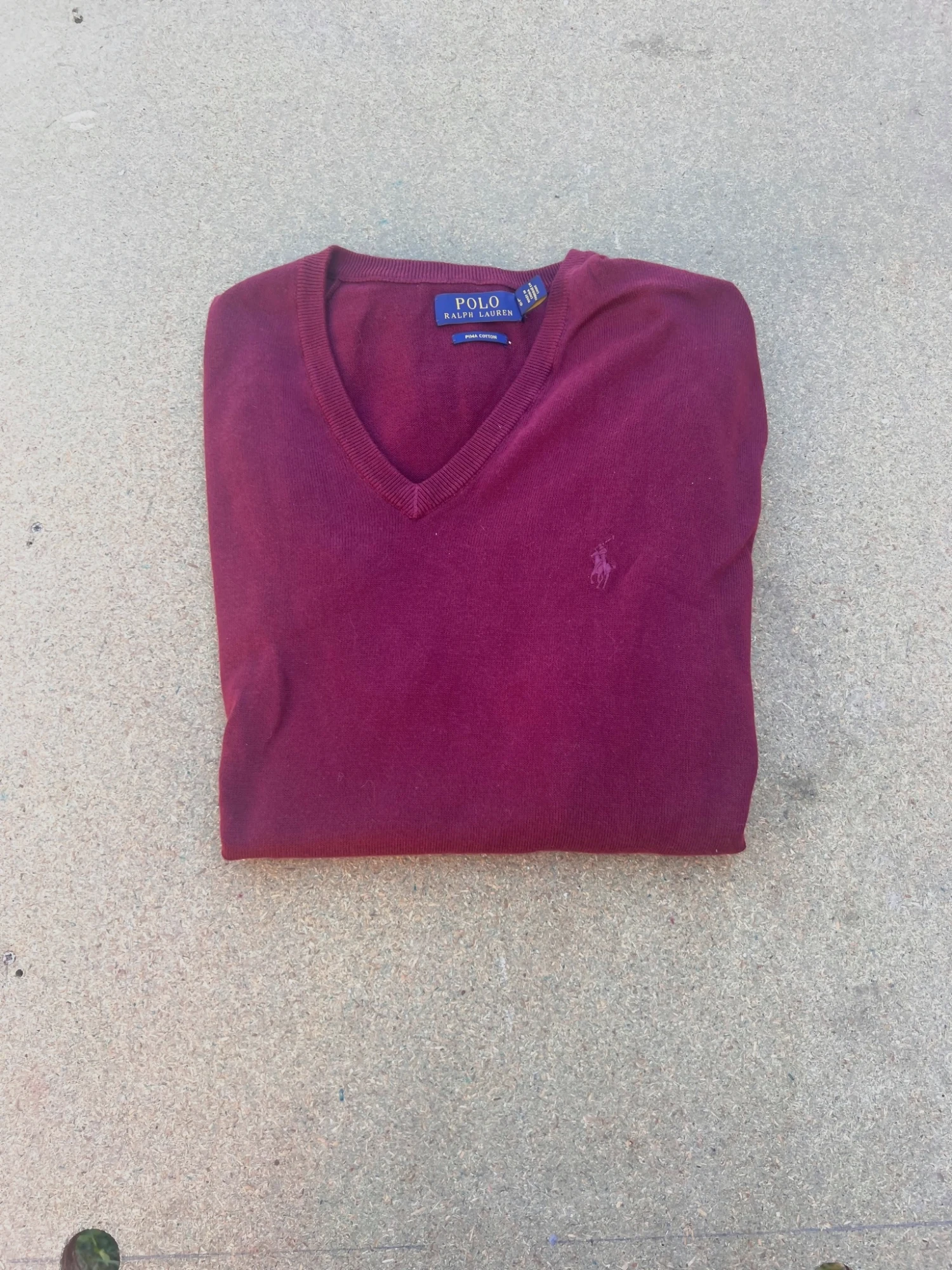 Pull col V Polo Ralph Lauren bordeaux taille L
