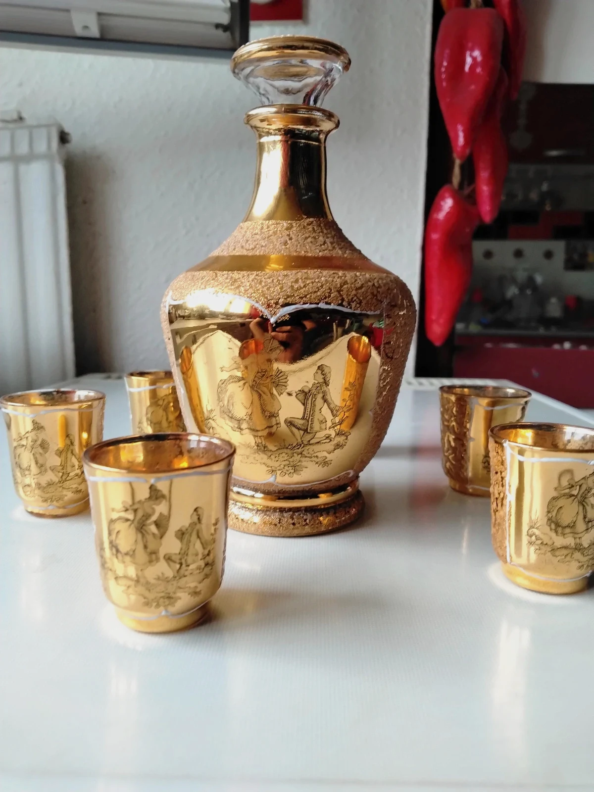 Service à liqueur vintage doré complet – Cristallerie & Verrerie de Monaco Monte-Carlo