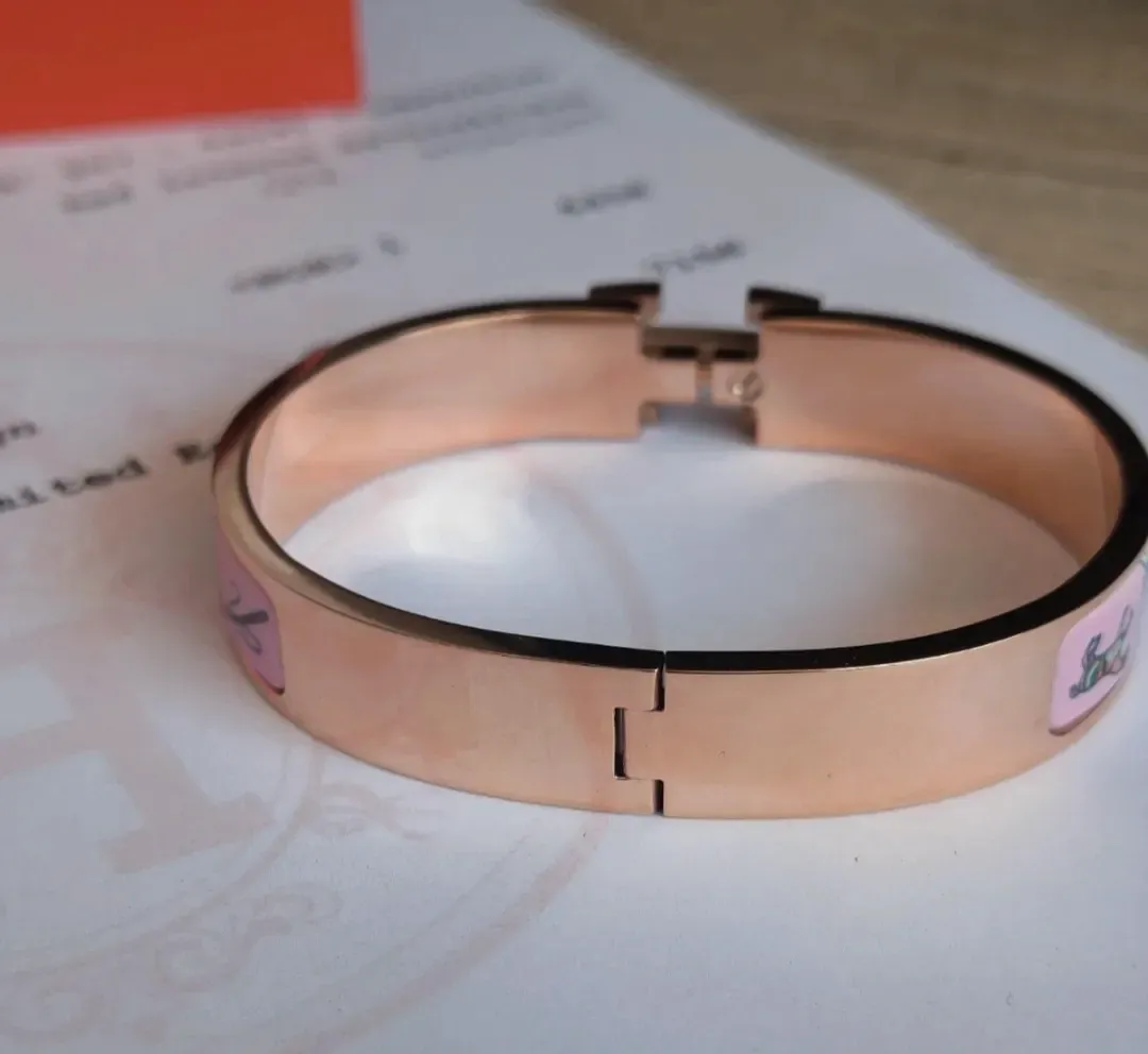 Bracelet Hermès Clic H - Or rose GM – Hermès – rose poudré – taille Taille unique 5